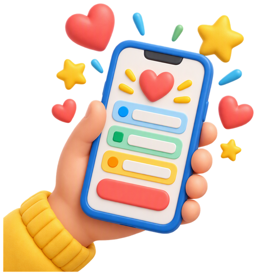 Parent entering a child's details on a phone