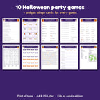 All 10 Halloween party game pages included