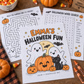 Example Halloween activity pack personalized for Emma