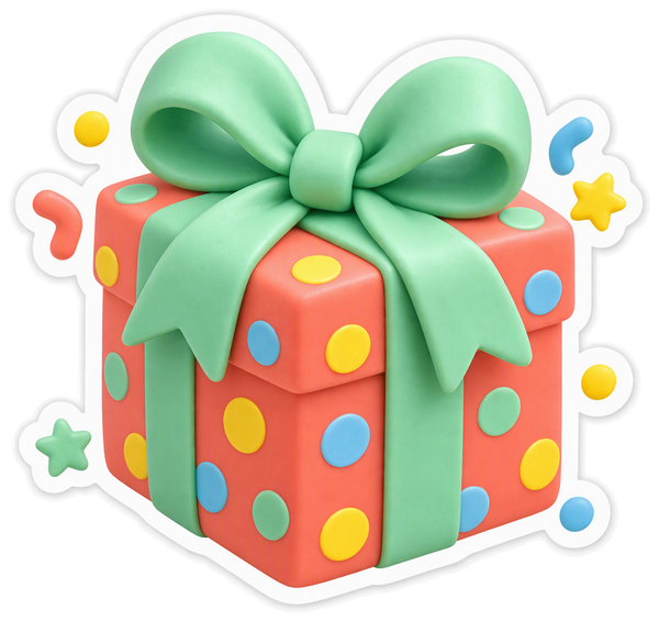 Wrapped gift box sticker
