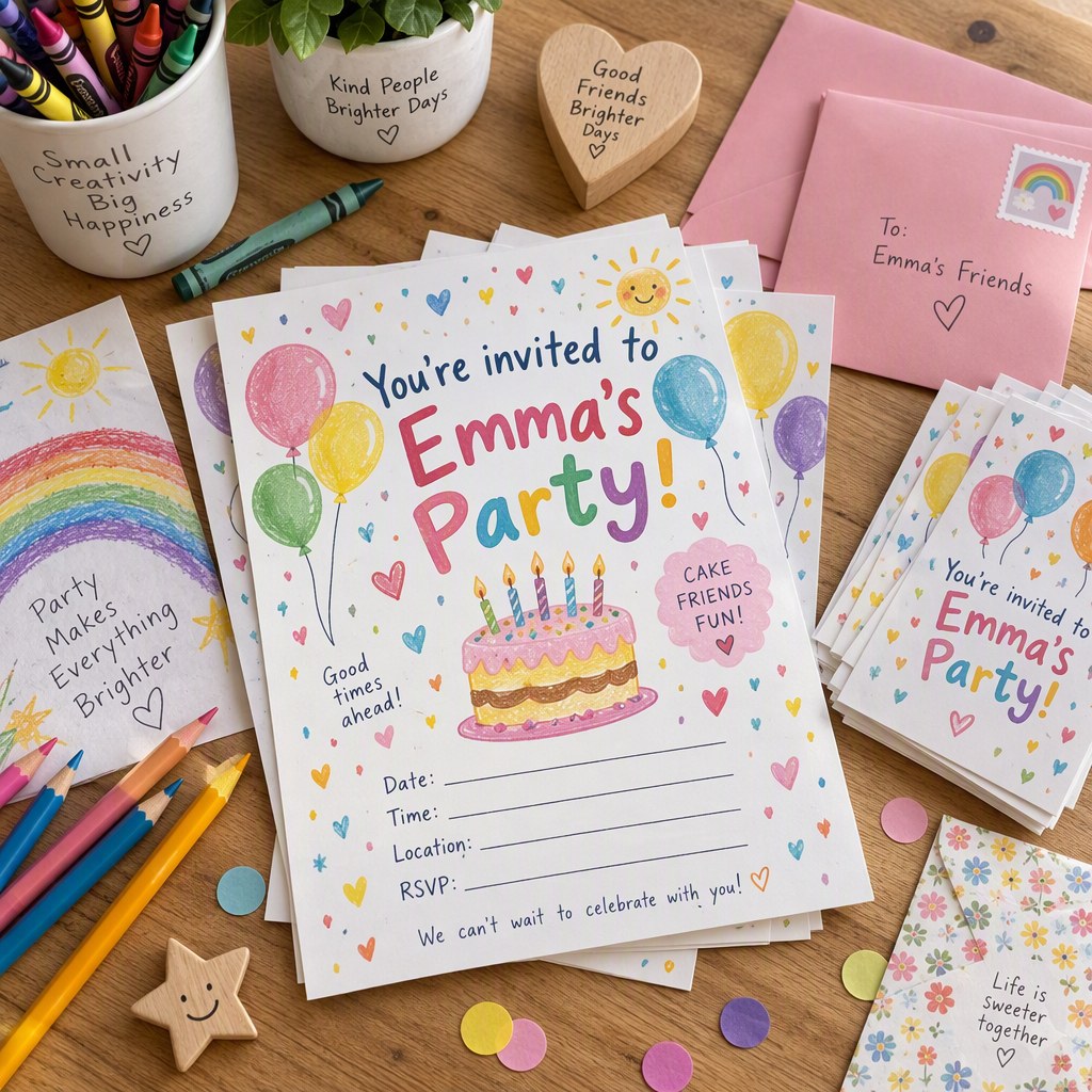 Example Personalized Birthday Party Invitations made for Emma