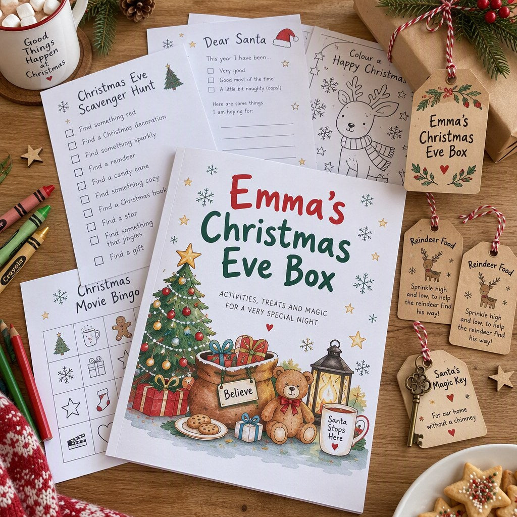 Example Personalized Christmas Eve Box Printables made for Emma