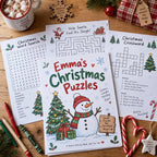 Example Personalized Christmas Word Search & Puzzle Pack made for Emma