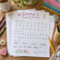 Example Personalized Cursive Writing Practice Workbook made for Emma