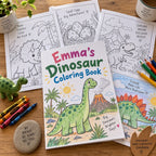 Example Personalized Dinosaur Coloring Book made for Emma