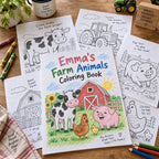 Example Personalized Farm Animals Coloring Book made for Emma