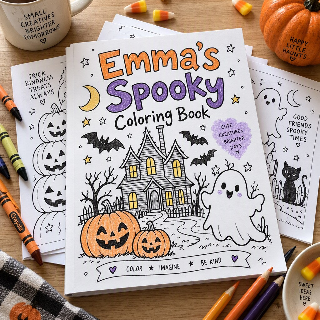 Example Personalized Halloween Coloring Book made for Emma
