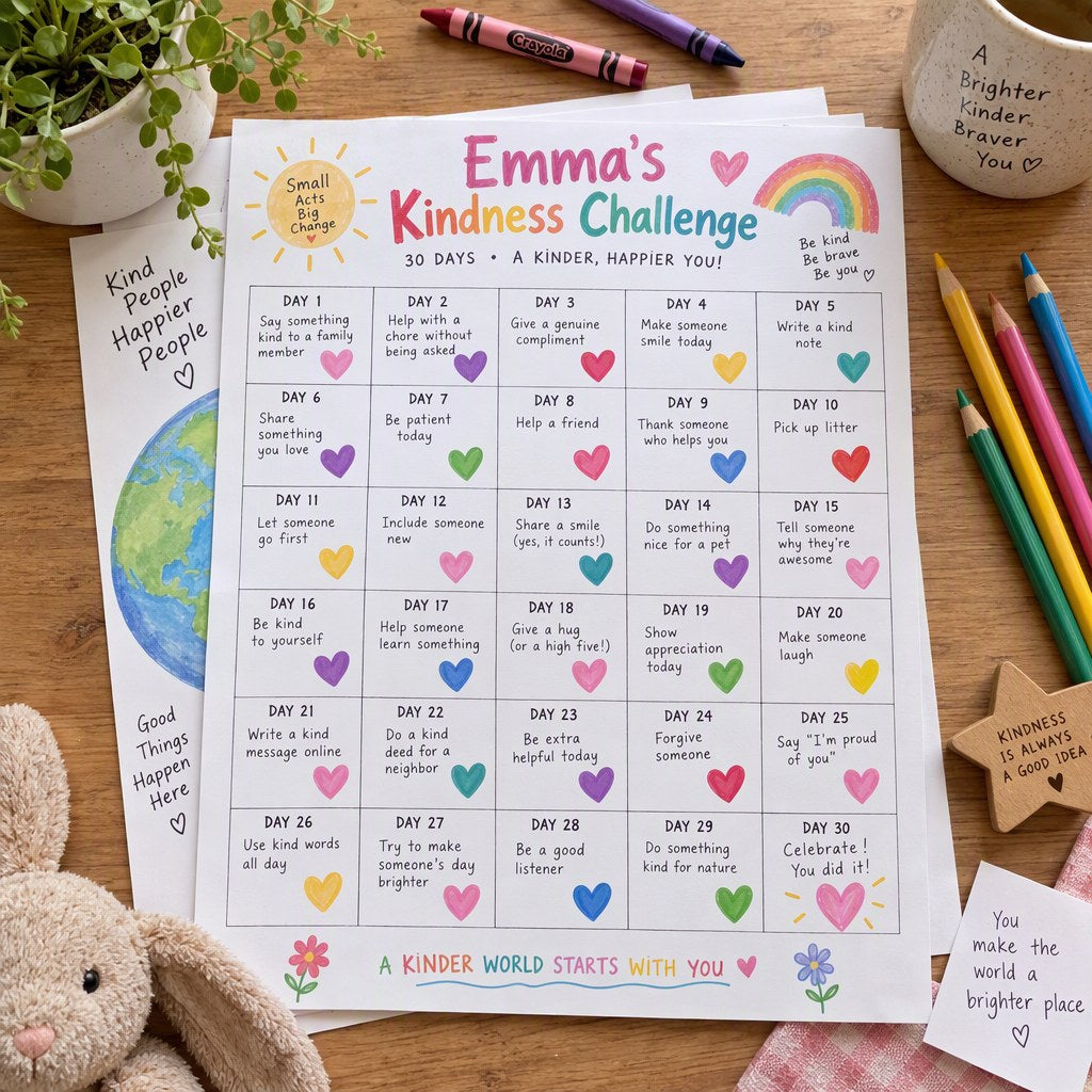 Example Personalized 30-Day Kindness Challenge made for Emma