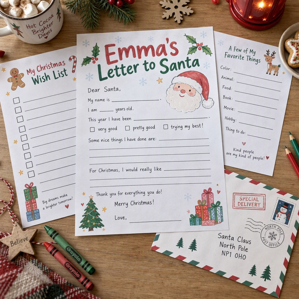 Example Personalized Letter to Santa Writing Kit made for Emma