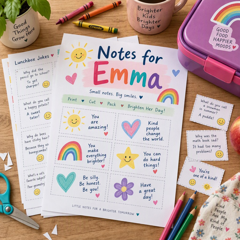 Example Personalized Lunchbox Notes made for Emma