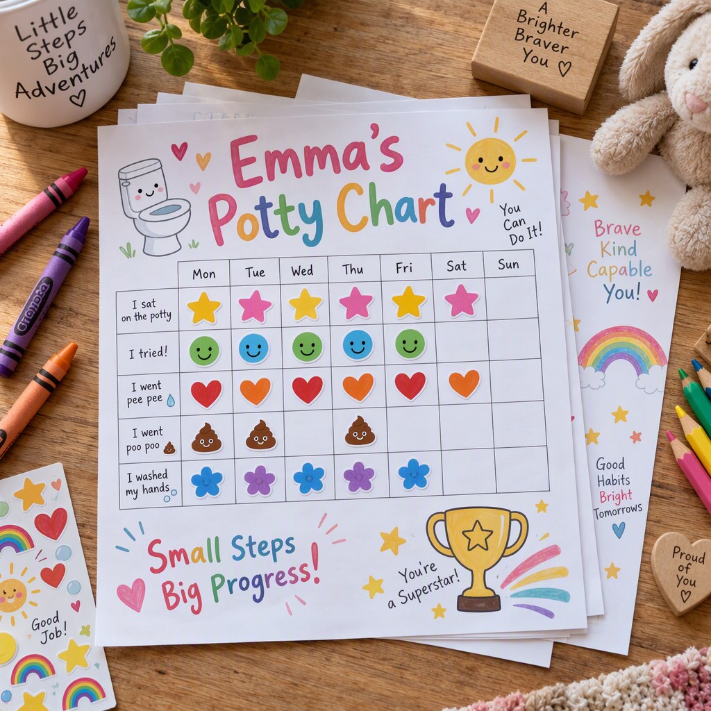 Example Personalized Potty Training Chart made for Emma