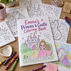 Example Personalized Princess & Castle Coloring Book made for Emma
