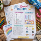 Example Personalized Rainy Day Activity Pack made for Emma