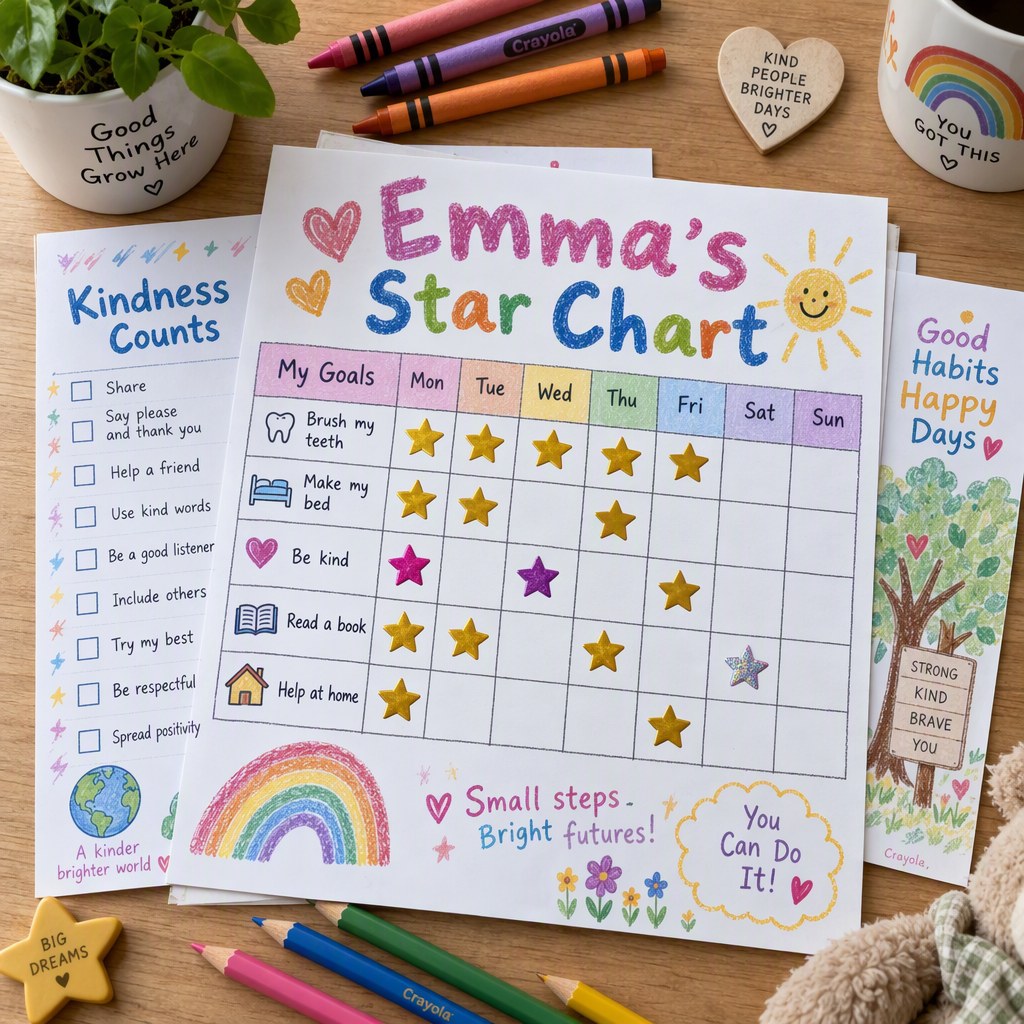 Example Personalized Reward Sticker Chart Set made for Emma