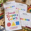 Example Personalized Shapes & Colors Workbook made for Emma