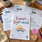 Example Personalized Sight Words Workbook made for Emma