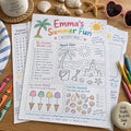 Example Personalized Summer Fun Activity Pack made for Emma