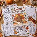 Example Personalized Thanksgiving Activity Pack made for Emma